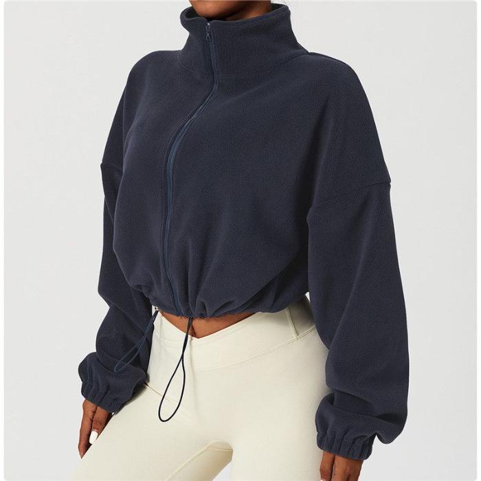 Women's Windproof Sports Jacket - Warm, Velvet-Lined, Loose Fit for Autumn/Winter Running, Training & Fitness.