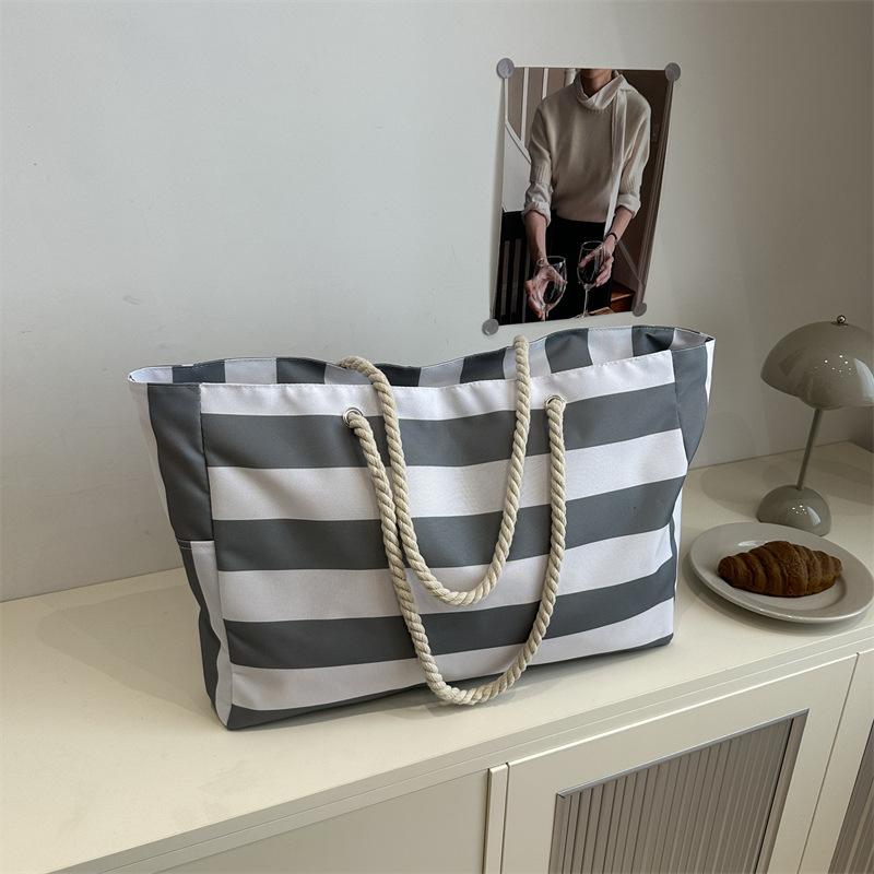 Women's Striped Large Capacity Tote Bag Shoulder Bag 58*14*33cm