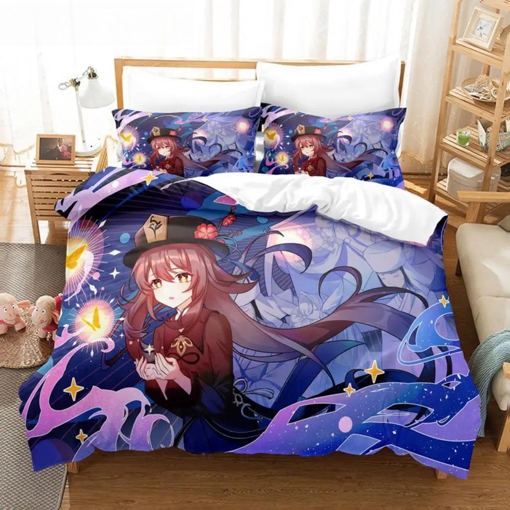 Hu Tao Genshin Impact Game 3D Duvet Cover Bedding Set Comforter Linen Pillowcases Home Decor Single Double Twin King Queen