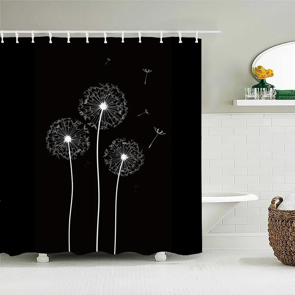 Dandelion Natural Flowers Shower Curtains Waterproof Bathroom Curtain Bath Curtain High Quality With Hooks Shower Curtain