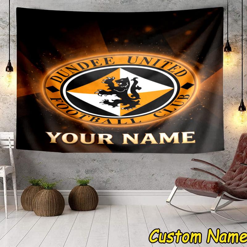Custom Name Dundee United Crest Design Tapestry Accessories for Bedroom,Livingroom, dormitory Room Wall Hanging Decor, Fan Birthday Gifts