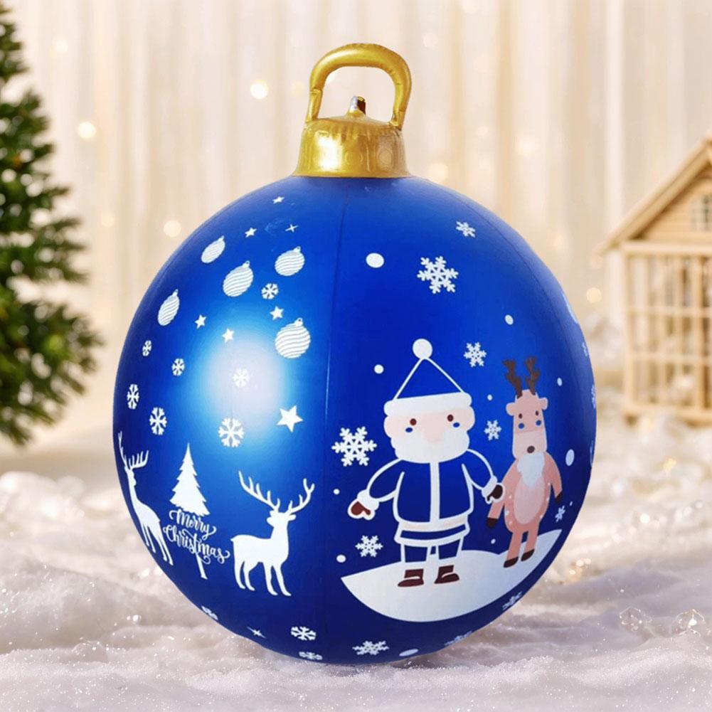 24 Inch PVC Giant Inflatable Christmas Balls Light Up PVC Inflatable Christmas Ball with Light Remote Christmas Decorations Ball