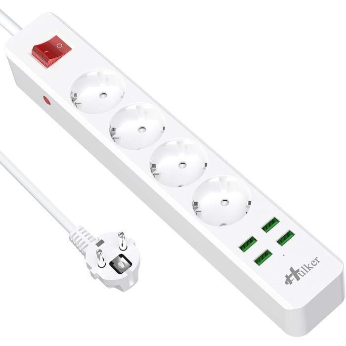 Prise Multiprise - SANAG - 4 Voies - 4 Ports USB - Protection Contre Surcharges - 1,6M