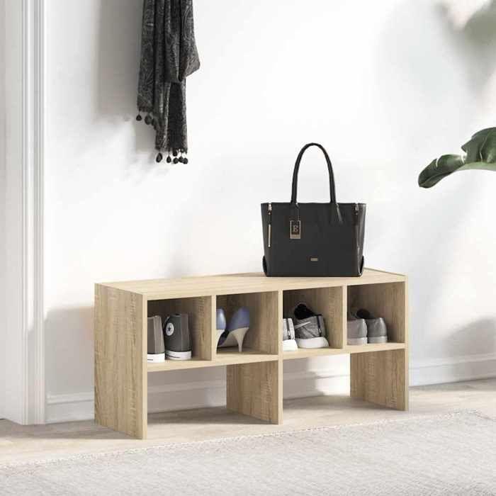 VidaXL Étagère à chaussures empilable chêne sonoma 89,5x30x40 cm, étagère à chaussures de rangement, rangement de chaussures 858843