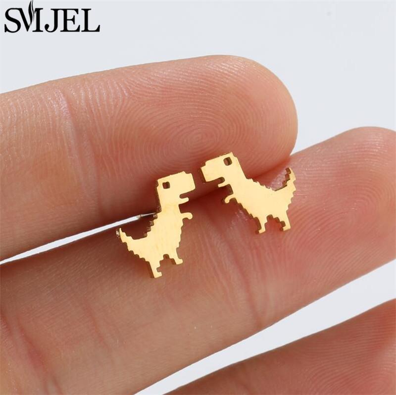 Cartoon Animal Design Dinosaur Stud Earrings for Girls Daily Jewelry Funny Tyrannosaurus Earings Mini Ear Jewelry Party Gifts
