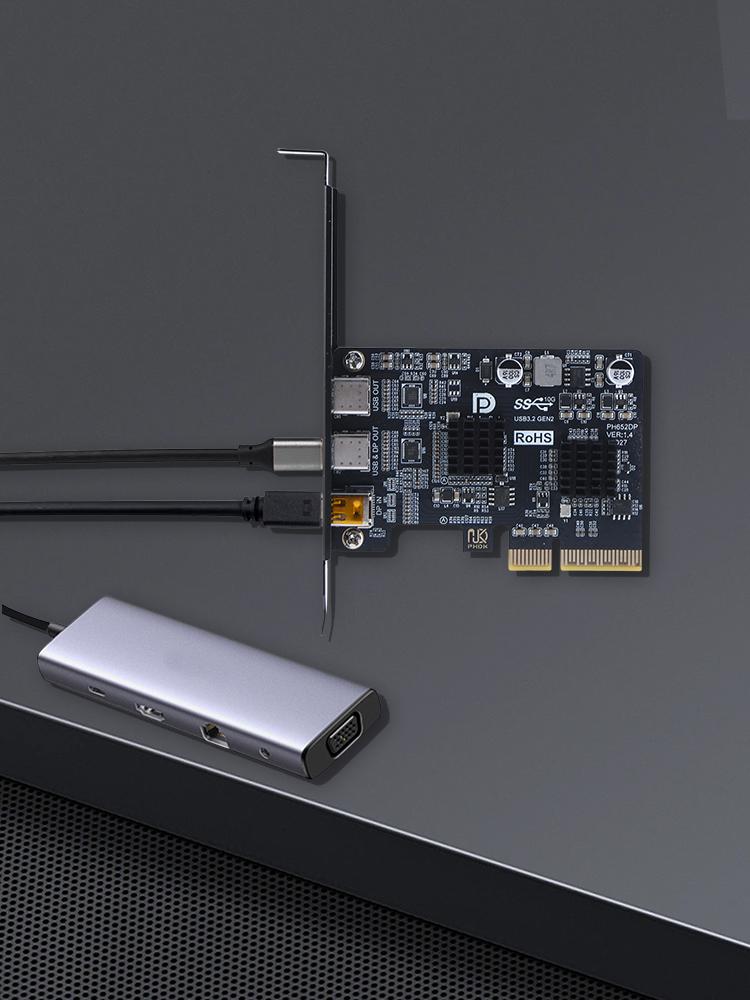 USB 3.1 10Gbps Gen 2 Expand Card Riser ASM3142 Controller DP 4K Video Adapter Converter Dual USB-C Port Docking Station