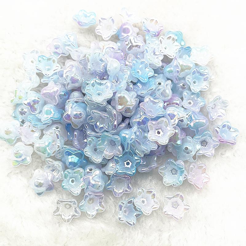 50pcs 7x13mm Gradual Change Acrylic Bellflower Beads Caps Jewelry Findings Charms Bracelets Spacer Beads for Jewelry Making