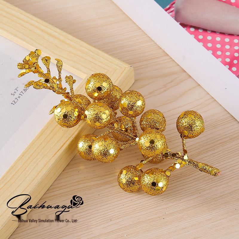 15-Piece Gold Powder Ball Christmas Tree & Wreath Ornaments