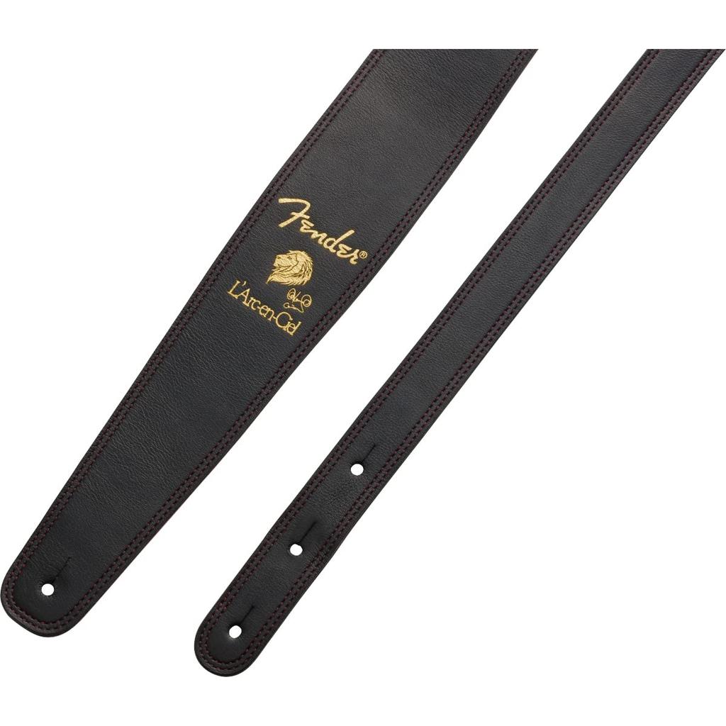 Fender Fender Japanese Leather Strap Ken Signature Strap, Black/Red