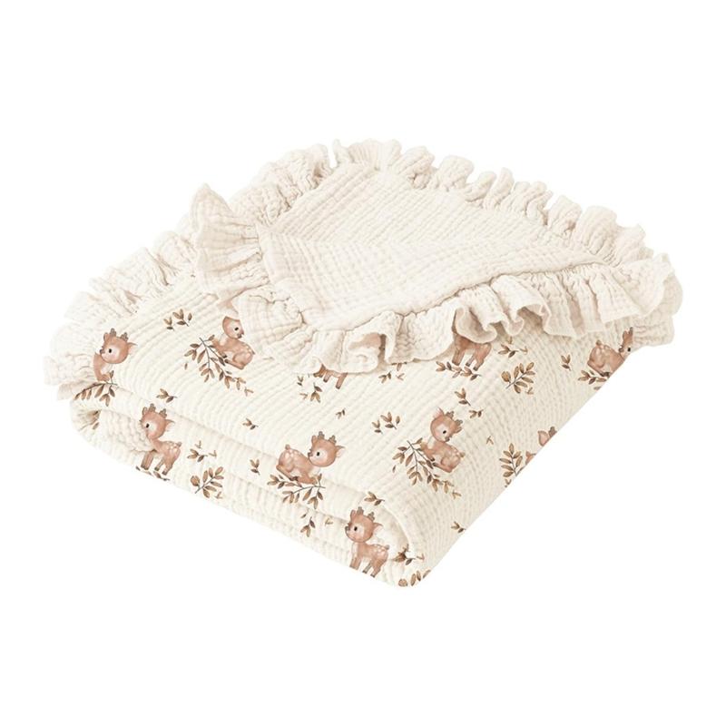 Breathable Cotton Baby Blanket Newborns Bath Towel with Delicate Floral Pattern Stylish Nursery Essential 90x100cm
