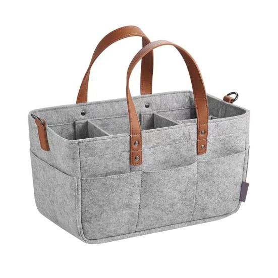 Babybleieveske Organizer Filtmateriale Stor Kapasitet Justerbar Plassoppsett Funksjonell Babyutstyrsorganisator