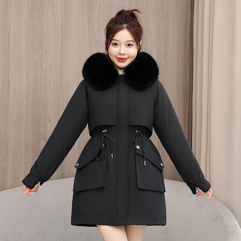 Autumn Winter Thicken Warm Parka Women Casual Sweety Solid Color Big Pocket Loose Hooded Coat Jackets Outwear