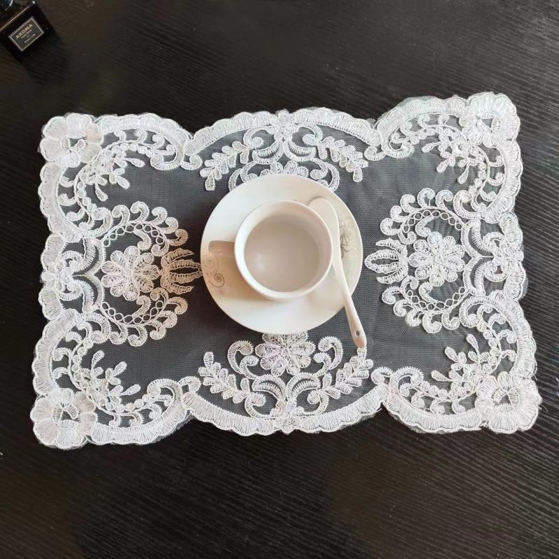 European Rectangular Embroidered Placemat Table Cushion Desk Notebook Wall Cabinet Cover Banquet Party Home Use Decoration Accessories