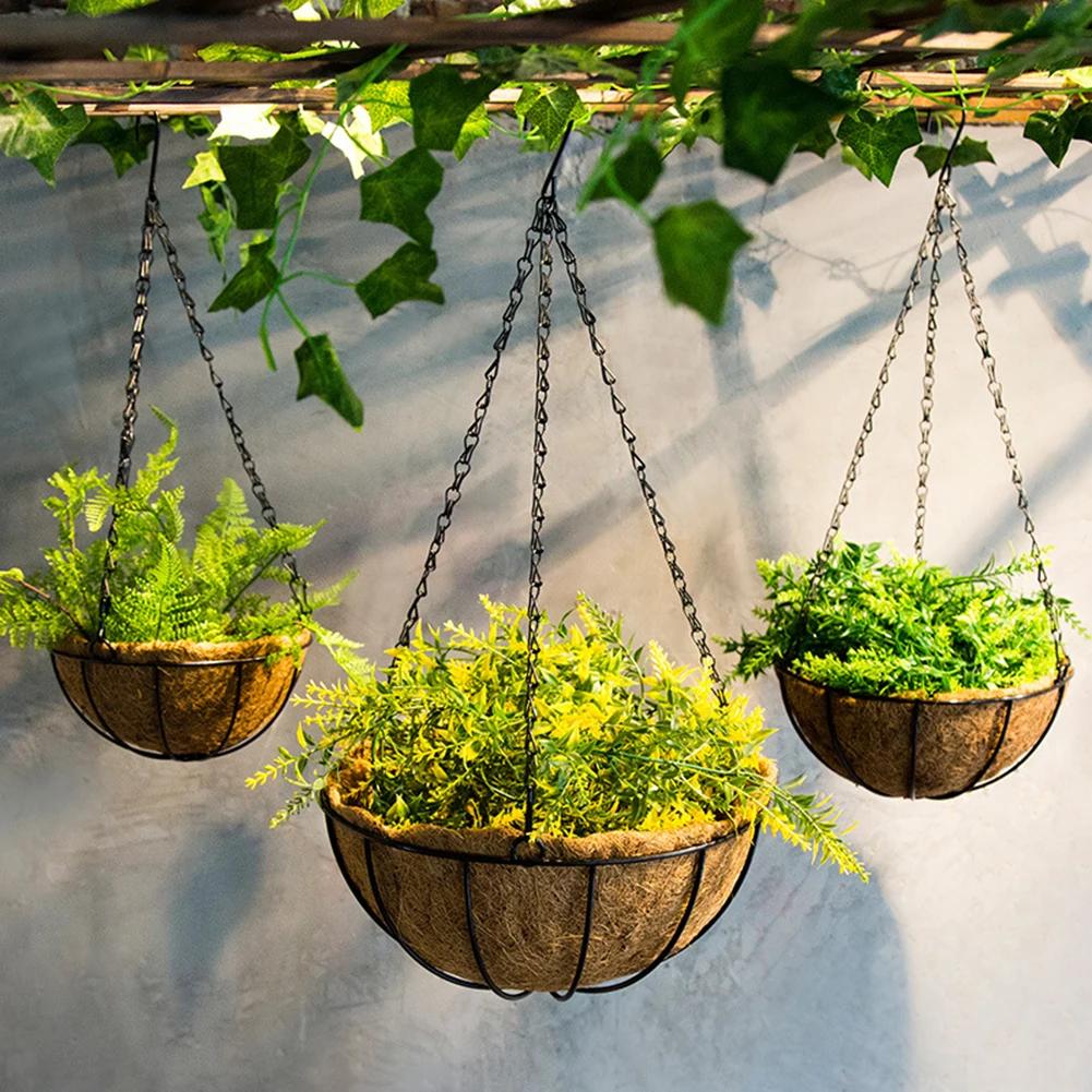 Hanging Baskets Portable Outdoor House Balcony Wall Hanging Iron Art Wrought Coconut Flower Plant Pot Garden Supplies