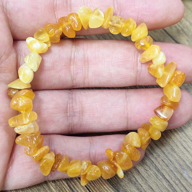 Natural Baltic Amber Raw Stone Freeform Honey Wax Bracelet for Adults