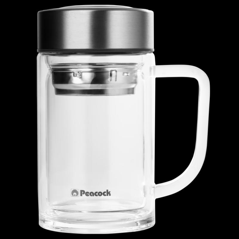 Peacock Double-Layer Borosilicate Glass Cup 420ml