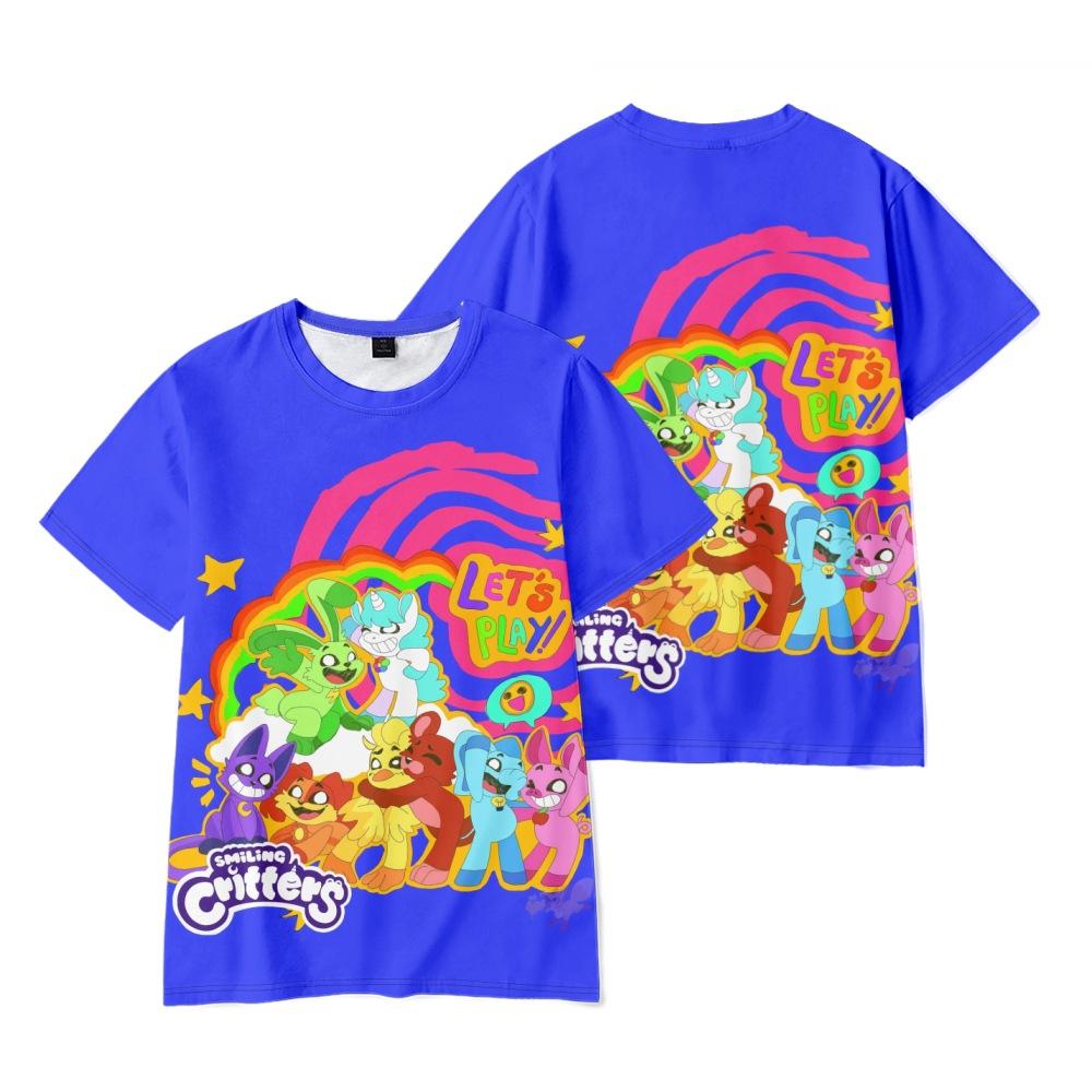 New Anime Smiling Critters Printed Men s T-shirt Unisex Casual Fashion Street Style Short-sleeved Tops T-shirt XS