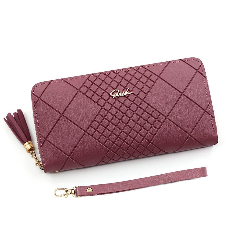 Minimalist Pu Long Wallet With Geometric Pattern For Daily Use