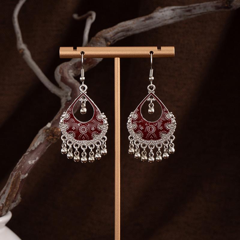 

Ethnic Style Earrings Retro Literary And Dignified Ear Hooks Versatile Bohemian Fringed Pendant Earrings Vacation Style