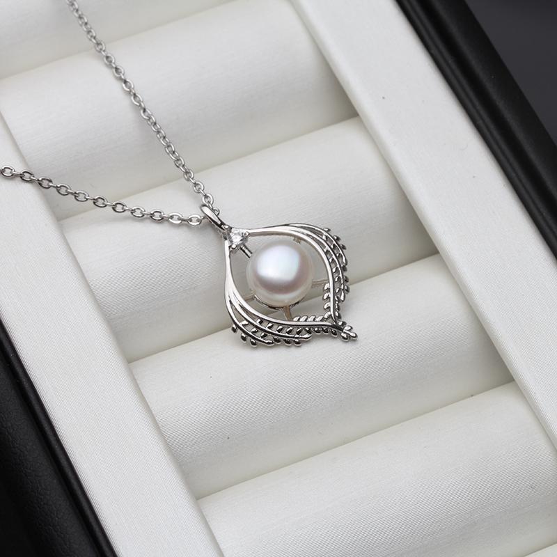 

New 925 Silver Natural Pearl Pendant Women,Trendy Freshwater Pearl Pendant Wife Mother Birthday Gift White Purple