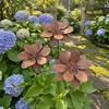 Rusty Flower Garden Stake Iron Flower Yard Art Stake Outdoor Flower Decoration for Backyard Lawn Planter Flower Bed