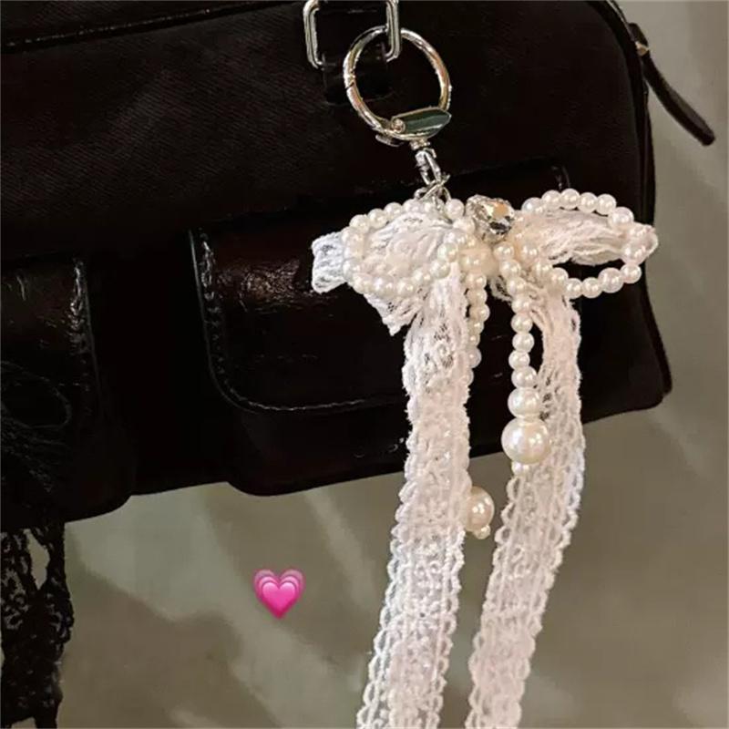 Y2K Korea Süße Spitze Perlenkette Handy-Lanyard Kette Knoten Handy-Lanyard Schlüsselanhänger Kopfhörer Tasche Kawaii Anhänger Zubehör