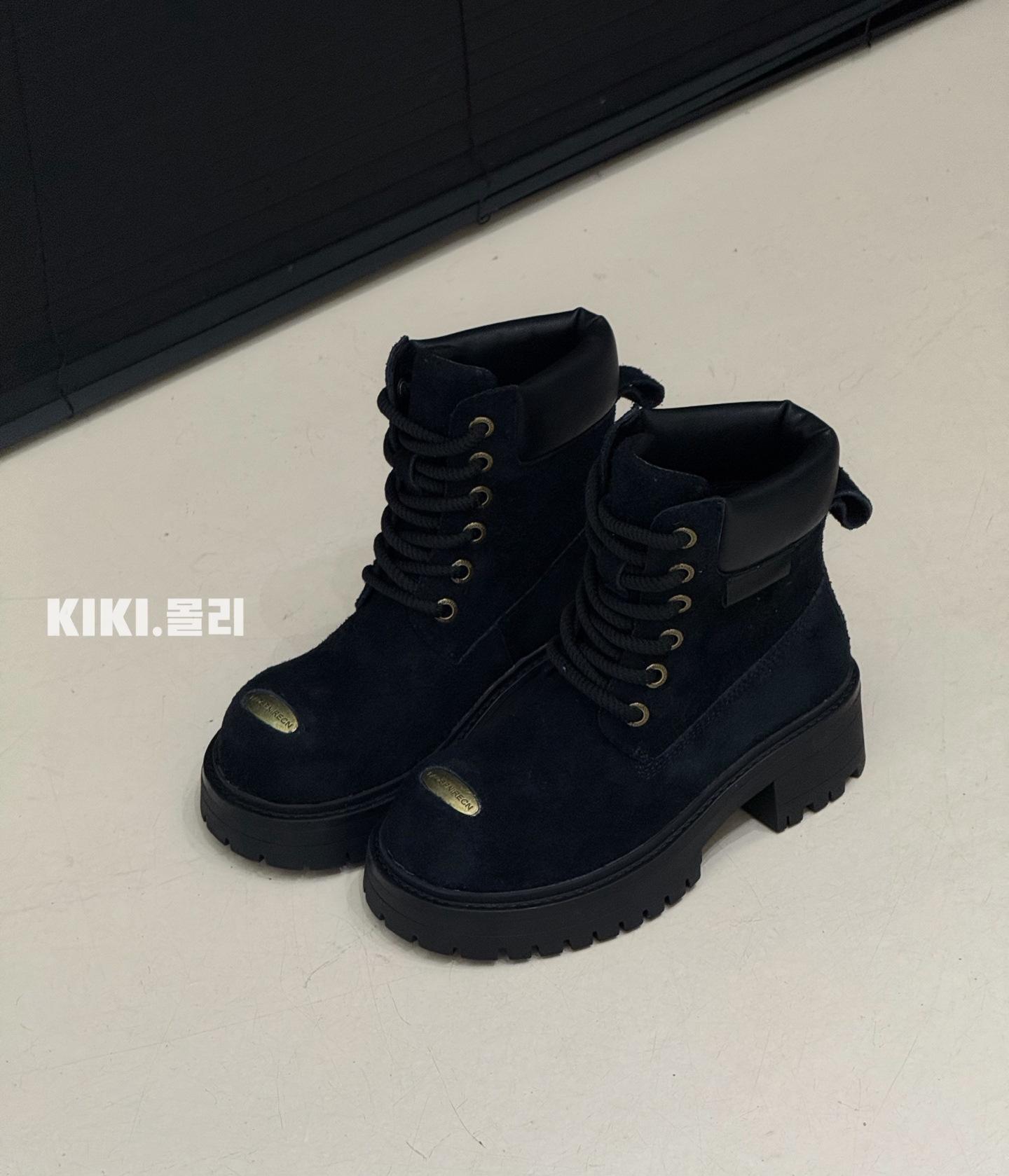 

2025 summer high-end couple short boots thick-soled heightening boots leather Martin boots women s British style casual tooling boots 39 чёрный