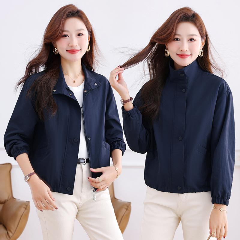 Повседневная куртка, Женская весенне-осенняя кардиган-куртка, Маленькая куртка, Рабочая куртка L синий