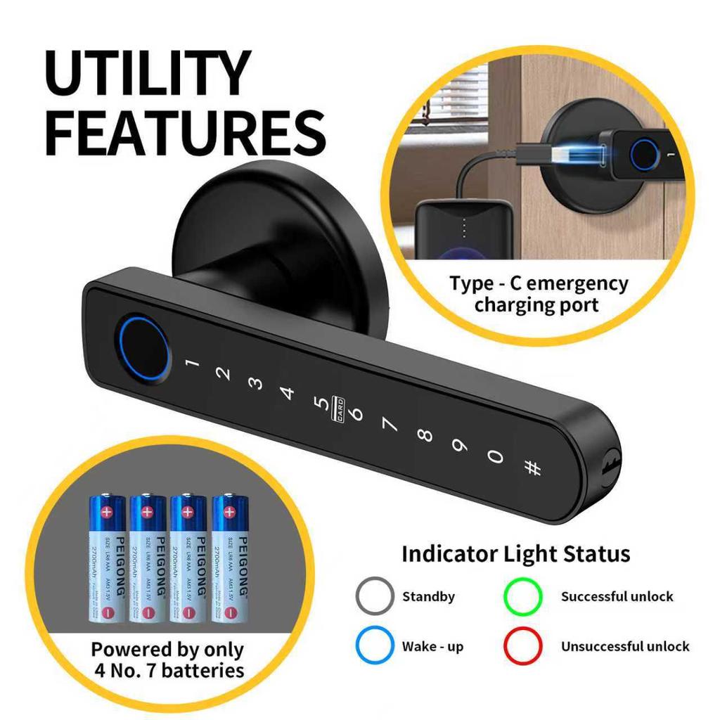 Smart Fingerprint Password Lock – Universal Anti-theft Electronic Door Security for Homes, Hotels, and Apartments