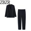 Zbzr Autumn New Women Clothes No Lapel Blazers Straight Pants Set 8863557 8874557-
