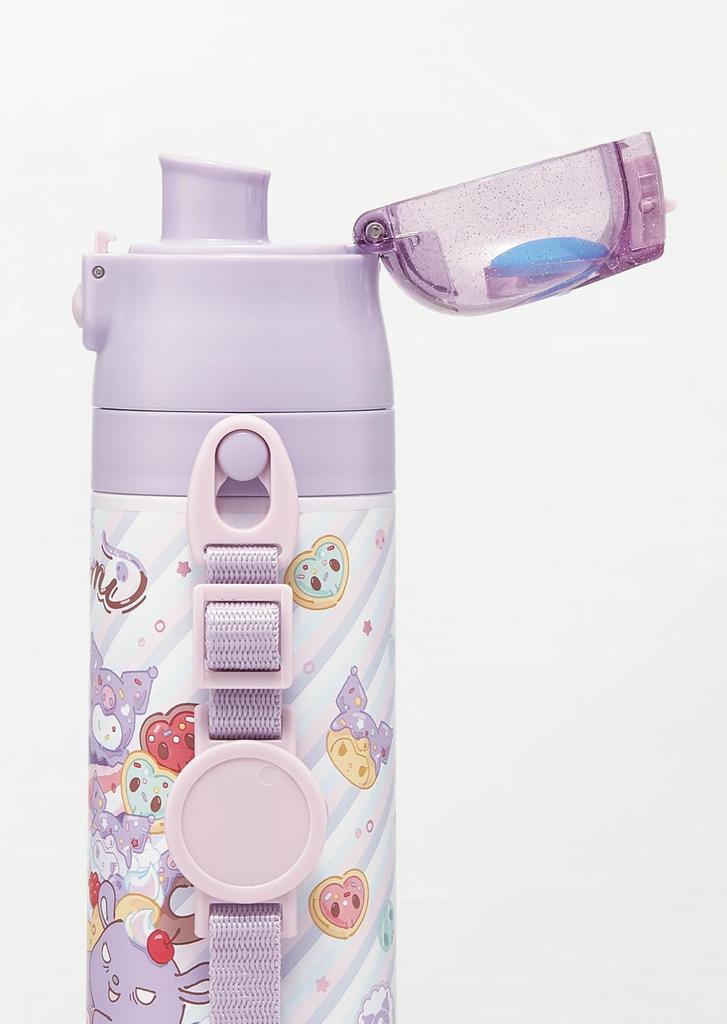 Skater Water Direct Sanrio Kuromi Fancy Snacks Stainless Sports Water Children's Bottle, 470ml, Drinking, & Weets, Girls', Insulated, Steel,
