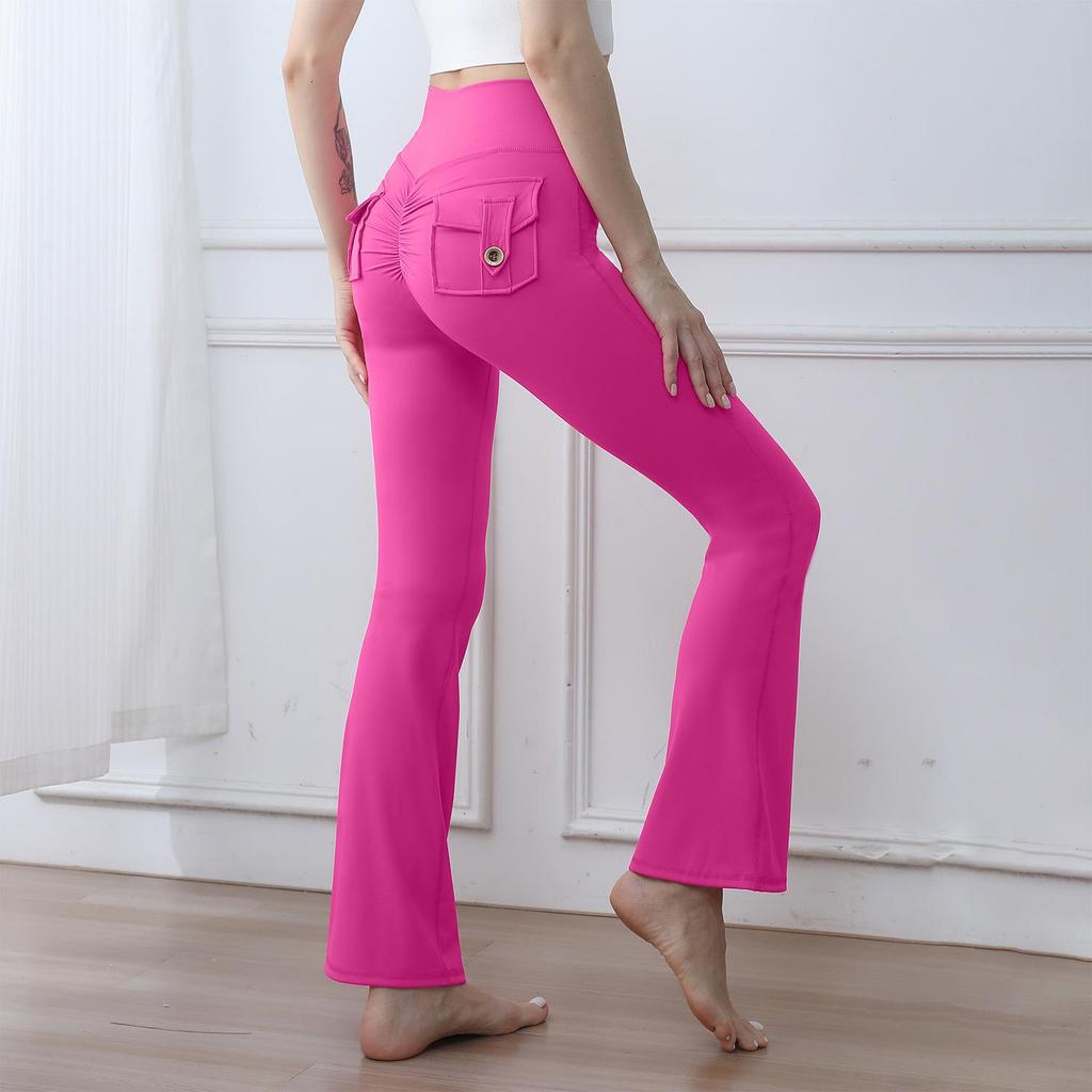 High-Waisted Seamless Bell-Bottom Yoga Pants - Butt-Lifting Peach Style for Sports, Yoga, and Fitness