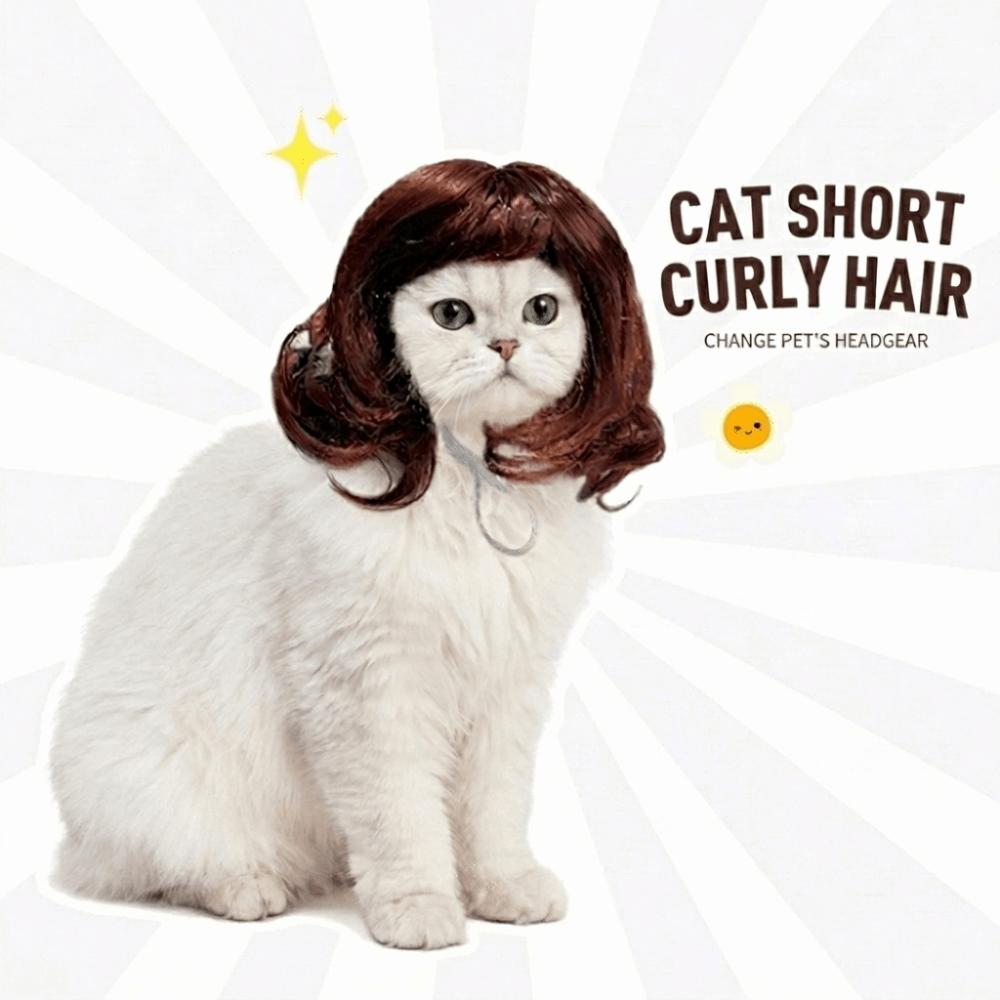 Adjustable Cat Short Curly Hair Lightweight Pet Costume Wigs Pet Wigs Photography Props