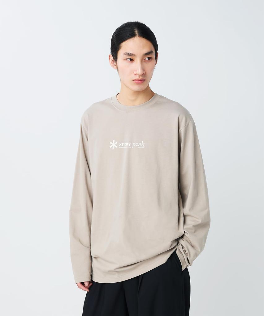 Soft Cotton Logo Long Sleeve for Men and GREIGE M [Snow Peak] T-Shirt SW-25SU401 Long-sleeved T-shirt Women,