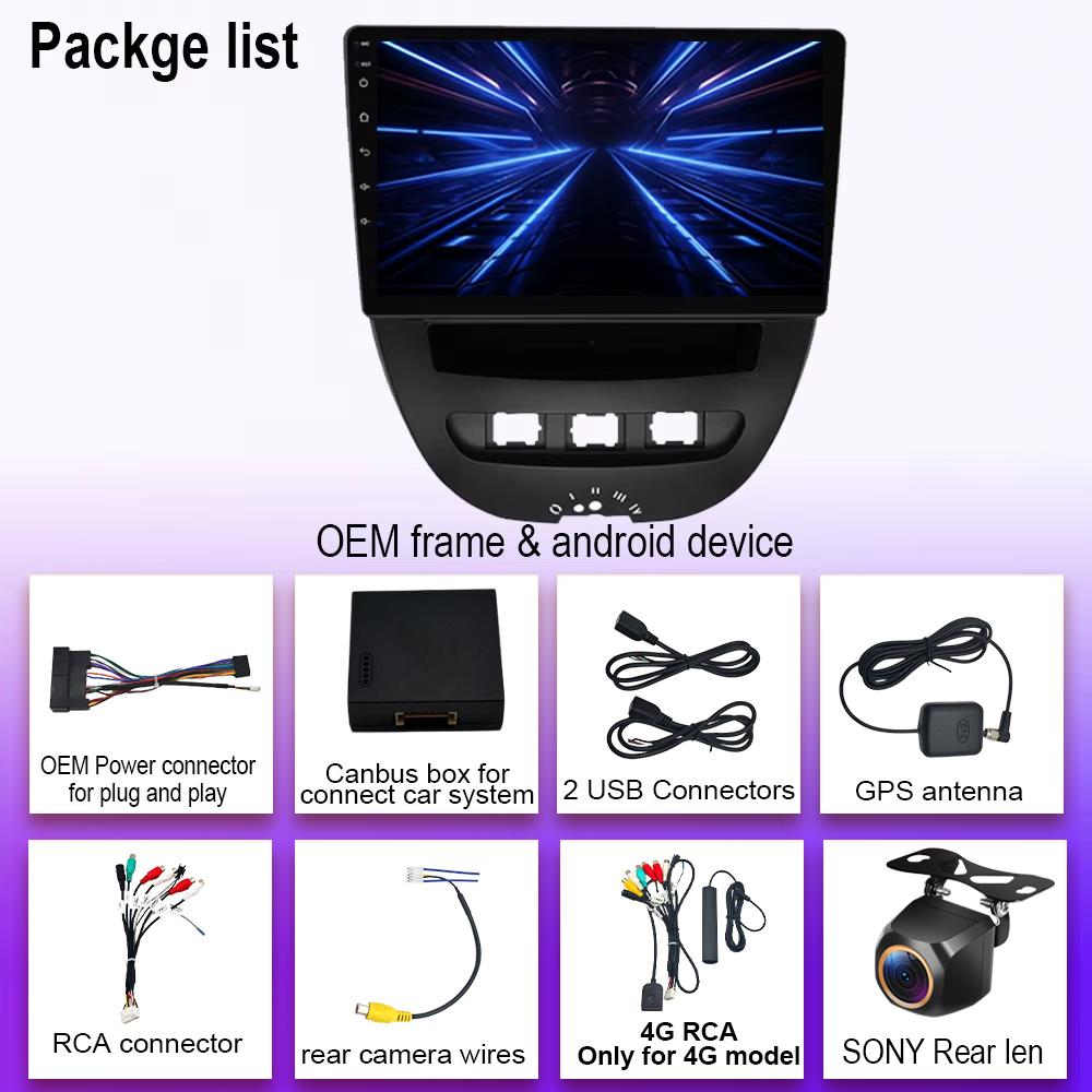 Android 14 Car Radio For Peugeot 107 Toyota Aygo Citroen C1 2005-2014 2Din Multimedia Video Player Carplay Auto Stereo Head Unit