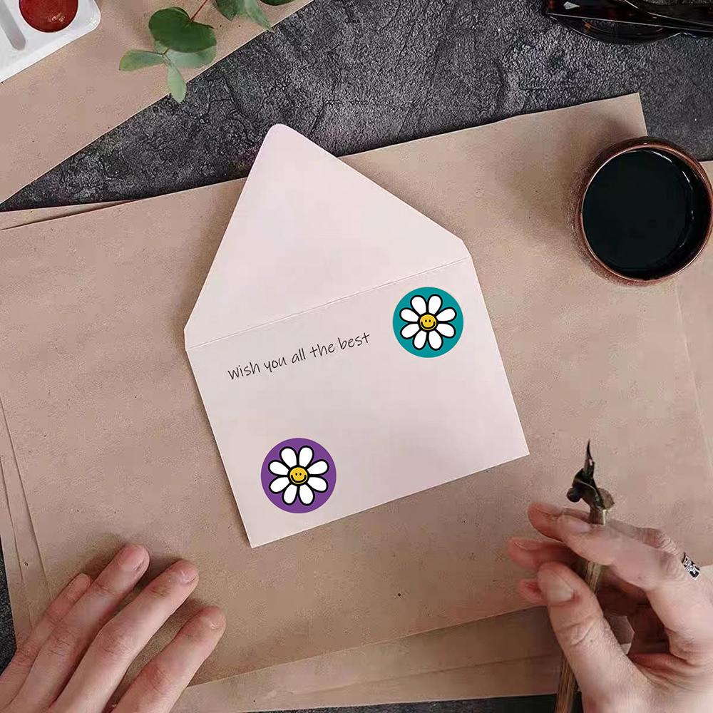 500pcs Cute Cartoon Flower Stickers 1inch Reward Sticker Round Flower Seal Labels for Journal Handmade Gift Packaging Decor Kids
