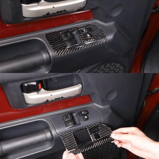 Carbon Fiber Window Glass Lift Frame Trim Sticker For Toyota FJ Cruiser 2007-21