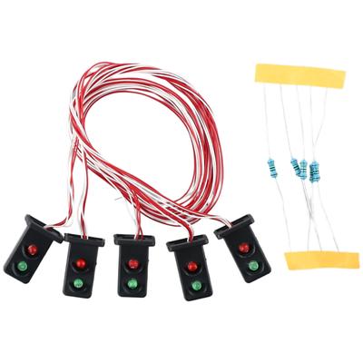 5 Pcs 20mm LEDs Made Green/Red Dwarf Signals 2 Aspects
