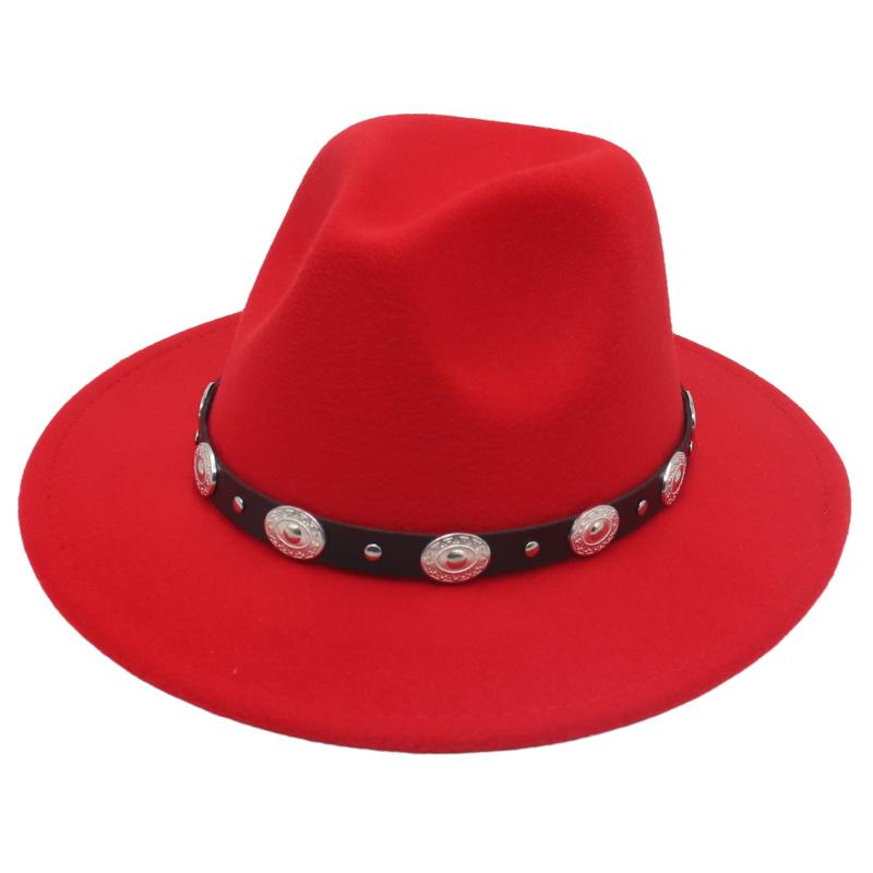 Kapelusz jazzowy Metalowy dysk Małe akcesoria do paska Męski i damski kapelusz fedora Kapelusz filcowy