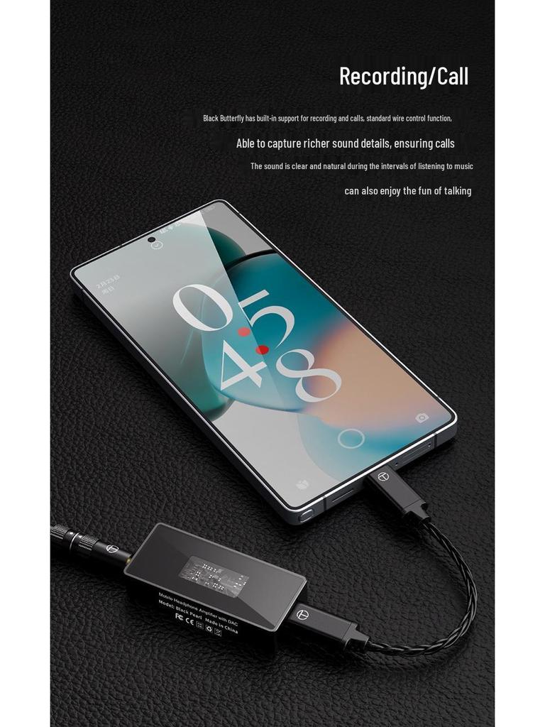 TRN Black Butterfly Portable Hi-Fi DAC & Headphone Amplifier with Dual-Chip Adapter Cable for Mobile Audio