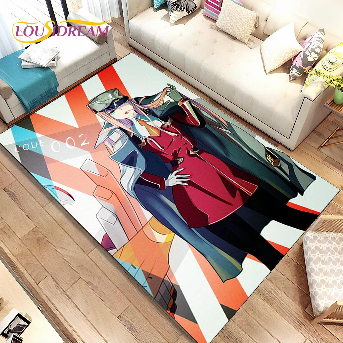 

Аниме Zero Two DARLING In The FRANXX Коврик, Коврик для гостиной, спальни, дивана, коврик для двери, детский нескользящий напольный коврик 40x60cm(15x23in)