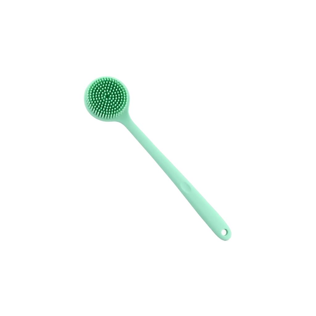 Silicone Bath Brush with Long Handle, Double Sided Shower for Back Exfoliating and Massage, Extended Body Cleaning Brush for Adults