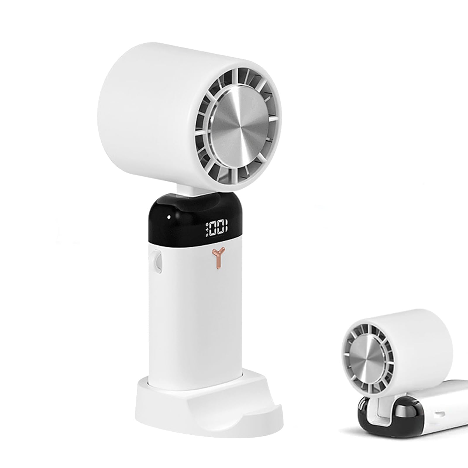 

Nowoto Portable Handheld Desk Fan Model with Cooling Handheld Cooler with 3600mAh Large Up to 16 Hours of USB Battery Level Instant 3 Powerful Airflow