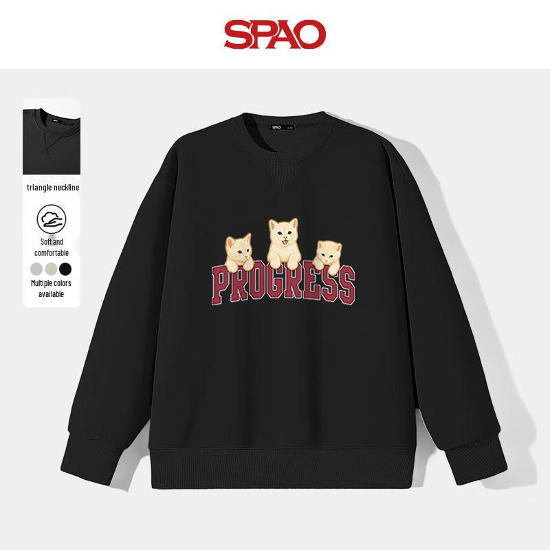 SPAO Women's Three Cats Graphic Pullover Sweatshirt