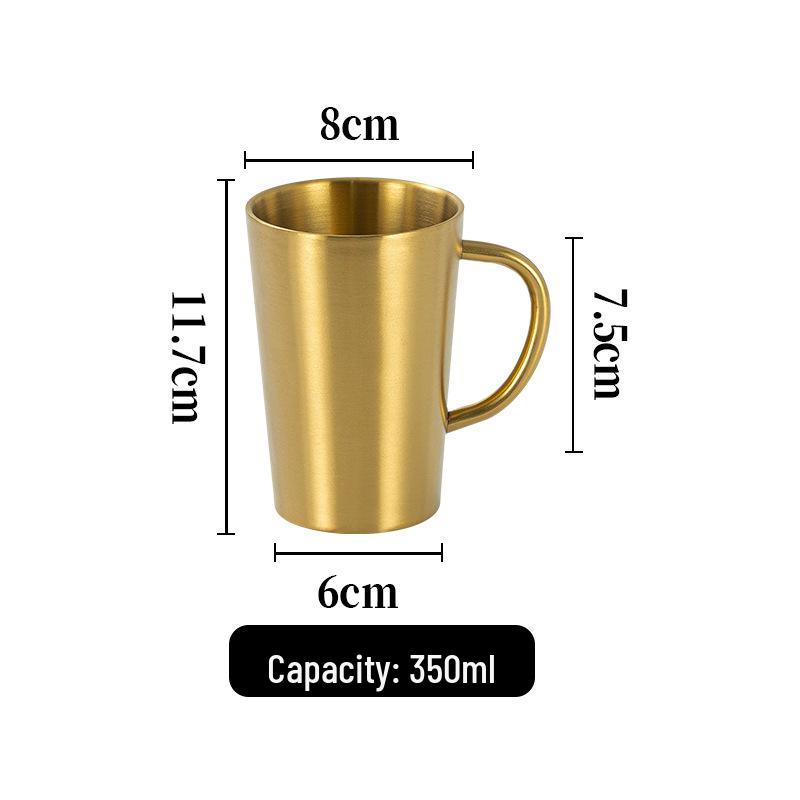 Taza Termo Aislada de Doble Pared de Acero Inoxidable 304 con Asa - Dorada