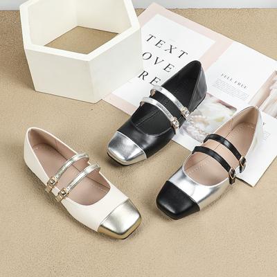 Square Closed Toe Ballet Flats for Women Mary Jane Shoes Dressy Slip-on Walking Flat Shoes Women's Casual Mary Jane Flats With Adjustable Ankle Strap