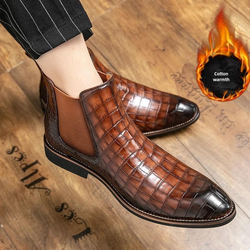 Size 38-45 Retro Men Chelsea Boots Men Luxury Comfortable Leather Boots European Style Gentleman Social Boots Men