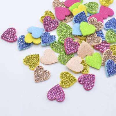 30 Uds. Parches de corazón de diamantes de imitación coloridos acolchados de 17mm para manualidades DIY ropa sombrero pinzas para el pelo decoración apliques Accesorios