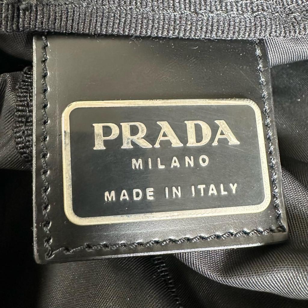 PRADA Triangle logo Boston bag black unisex used