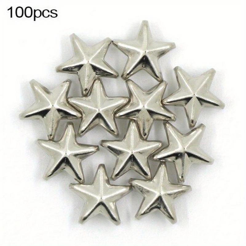 100Pcs 10MM Metal Star Rivets 5Claws Studs for Clothes Silver Gold Bronze Punk Spikes DIY Leather Crafts Accessories